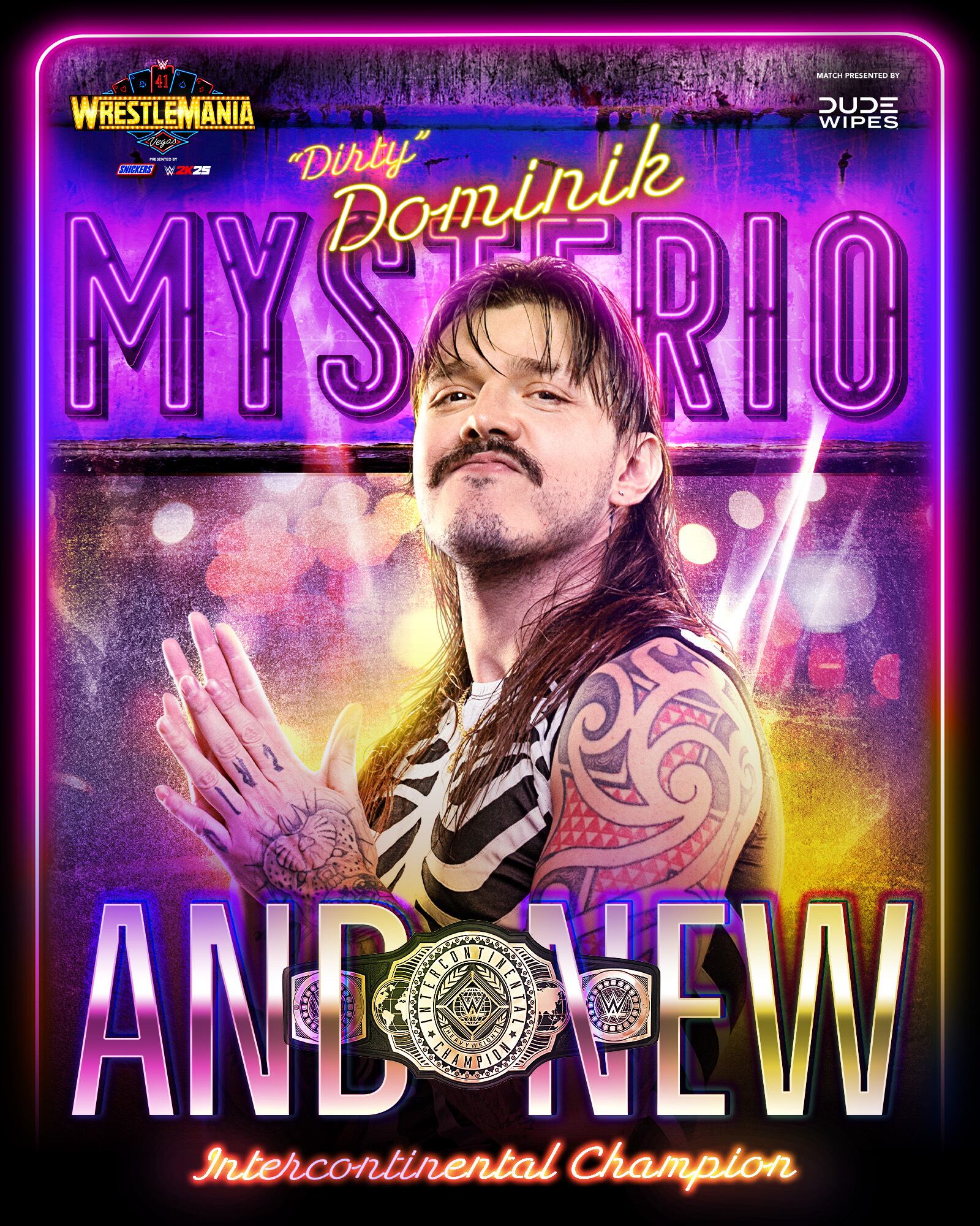 Dom Mysterio se corona campeón intercontinental en WrestleMania. (WWE)