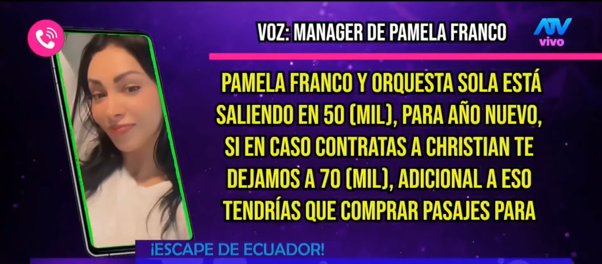 La cantidad que está cobrando la cumbiambera y Christian Cueva. (Fuente: ATV)