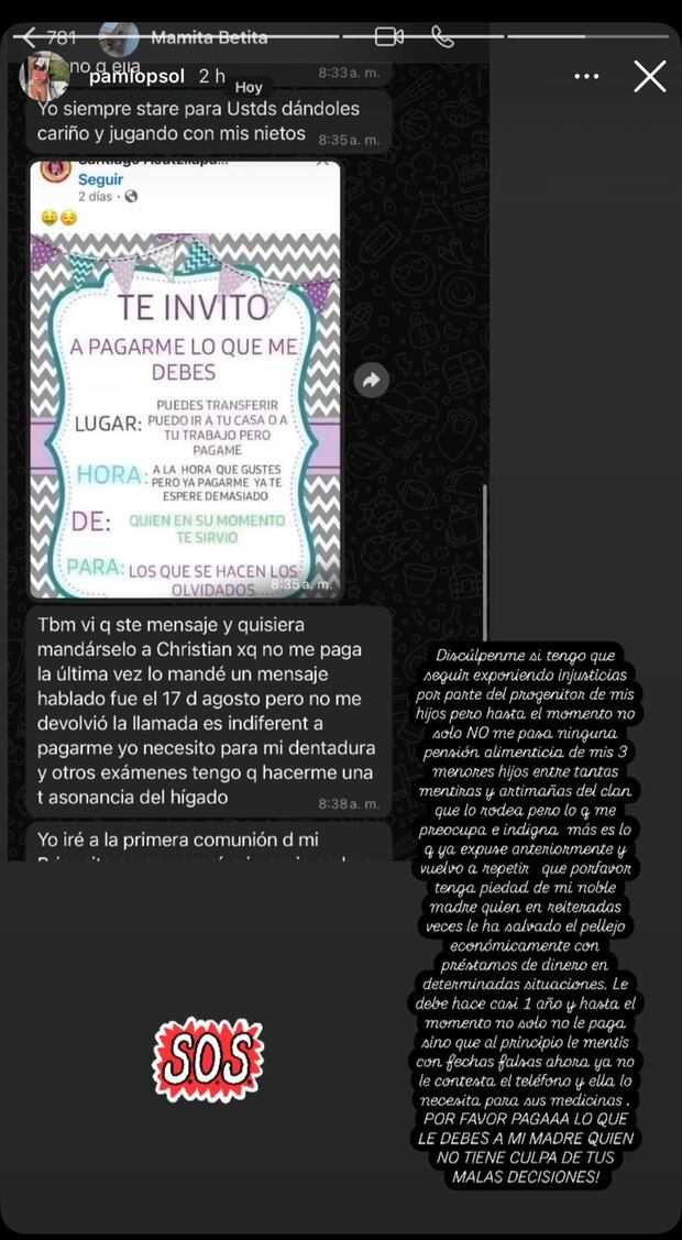 Pamela López expone chats con su mamá y le exige a Cueva que le pague deuda