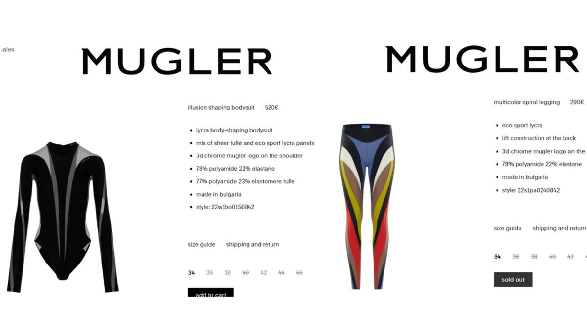 Así se encuentra en la web de la marca Mugler (Foto: web de Mugler)