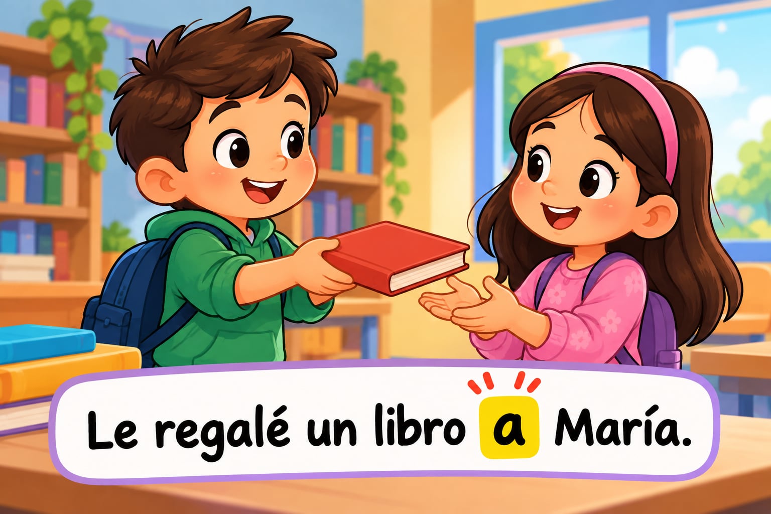 Ejemplo: Le regalé un libro a María.
