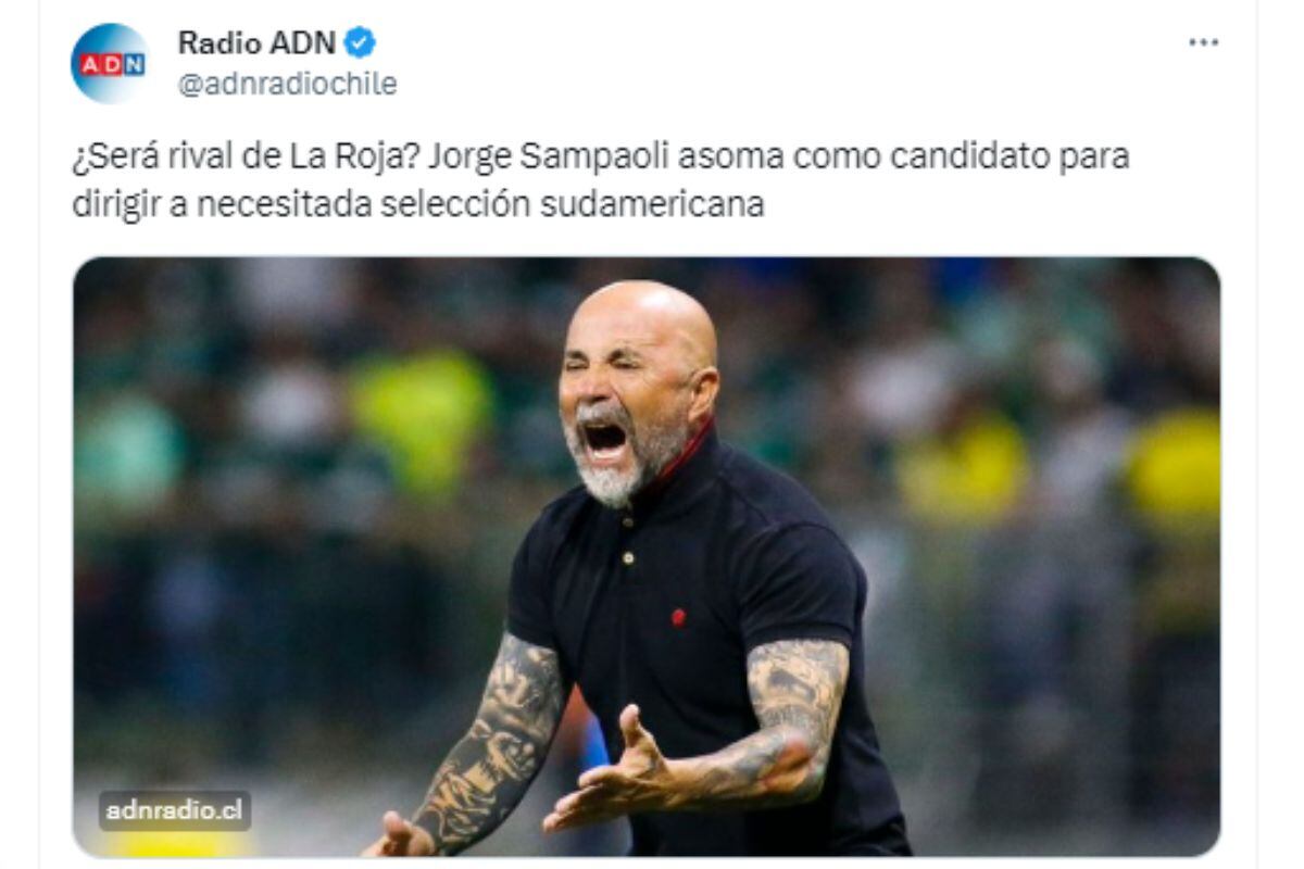 Radio ADN desliza posibilidad que DT argentino pieda ser rival de Chile con Perú (Foto: @adnchile)