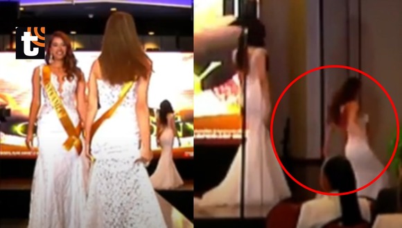 TROME - Miss Grand Perú: candidata sufre fuerte caída y pasa bochornoso incidente durante su presentación en el certamen
