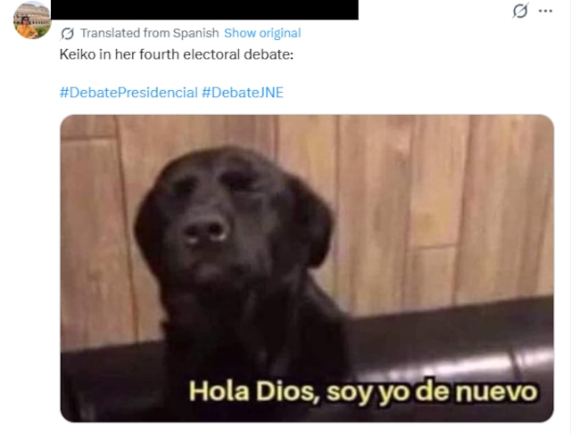 Meme tras el debate presidencial entre Keiko Fujimori y Roberto Sánchez.