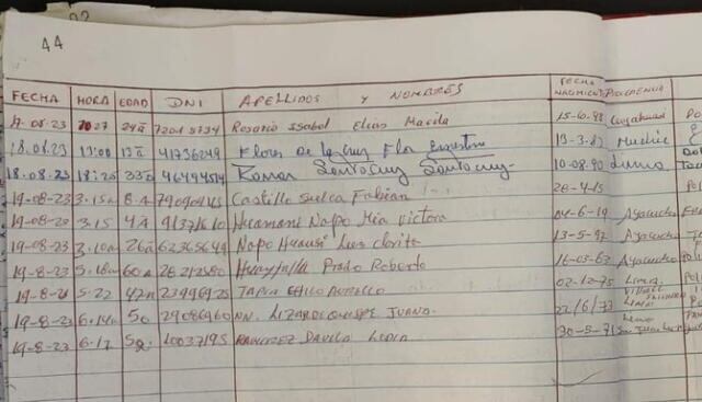 Lista de pasajeros. Foto: Difusión.