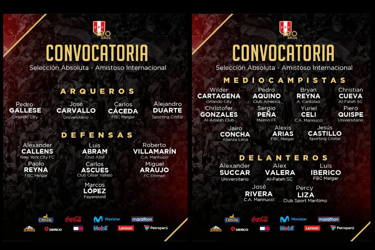 Selección peruana publicó convocatoria final para amitosos (@seleccionperuana)