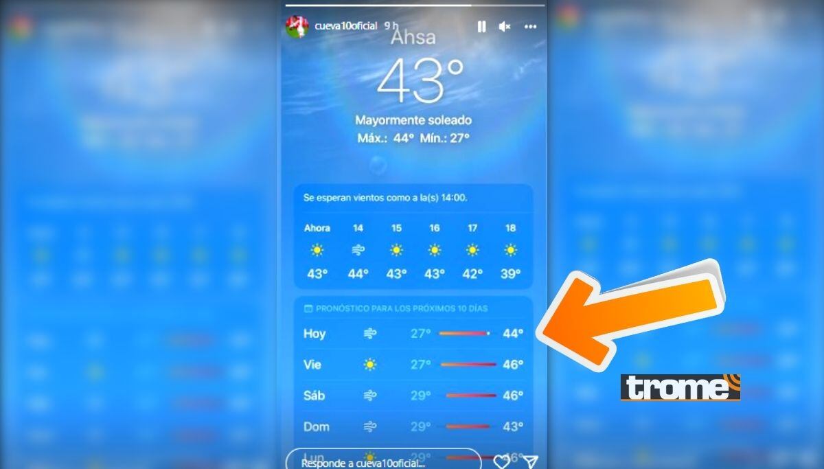 'Aladino' compartió storie con su seguidores (@cueva10oficial)