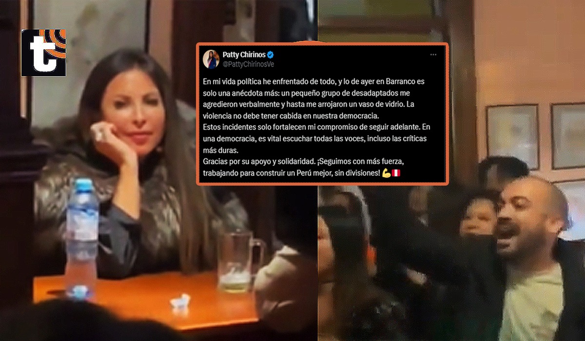 La congresista de Avanza País, Patricia Chirinos, emitió un mensaje en su Twitter oficial después de ser expulsada por los comensales del bar La Noche de Barranco.