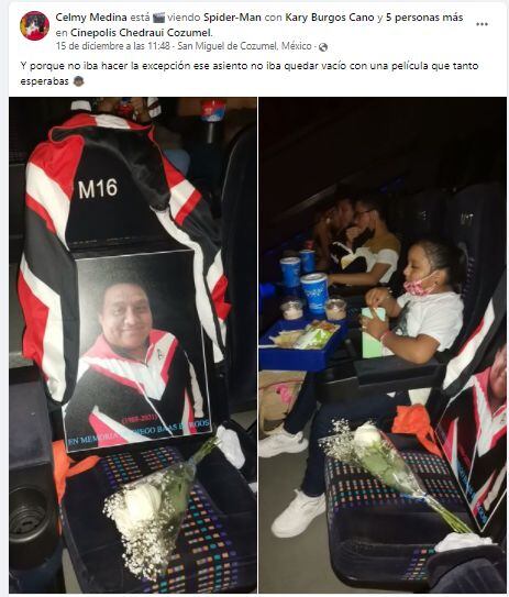 Mujer cumplió el sueño de esposo fallecido y lleva su foto al estreno de ‘Spider-Man: No way home’