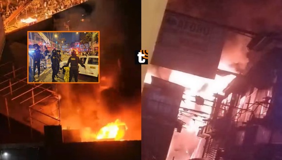 TROME - ¡Voraz incendio en galería en Jirón Huanta! Más de 20 unidades de bomberos atienden emergencia