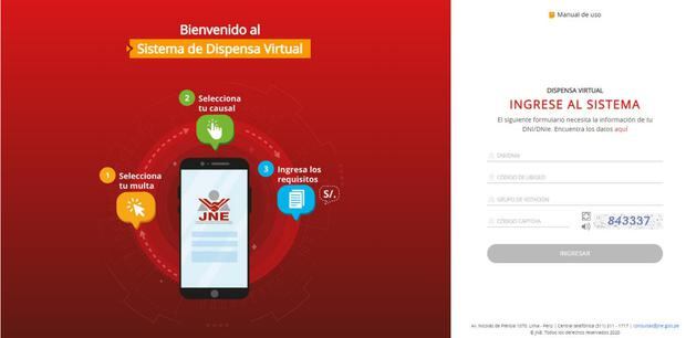 El Jurado Nacional de Elecciones (JNE) es el encargado de tramitar lo que se conocen como las “dispensas”. (Foto: Dispensavirtual.jne.gob.pe)