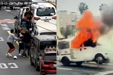 ¡Caos en la Javier Prado! Colectiveros interceptan grúa, agreden a fiscalizadores y queman miniván en ple...