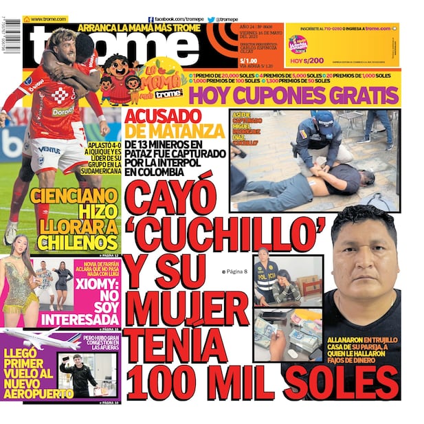 Portada Trome viernes 16 de mayo de 2025