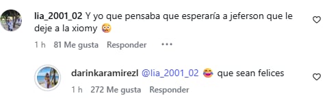 Usuarios comentan la publicación del embarazo de la joven. (Instagram: darinkaramirezl)