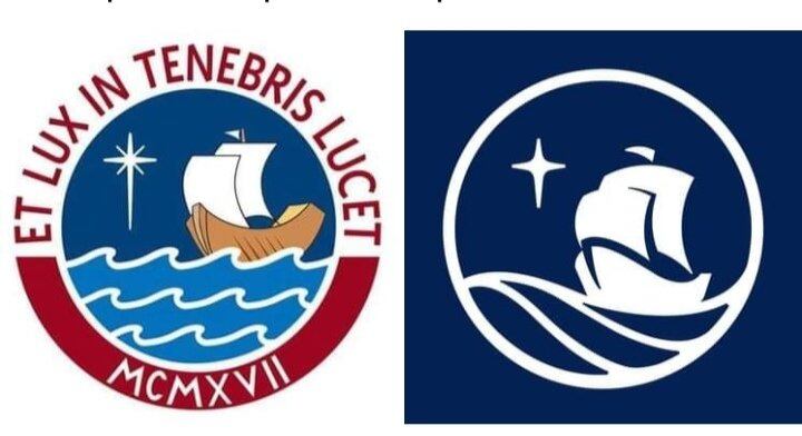 El antes y después del logo de la PUCP. Foto: composición