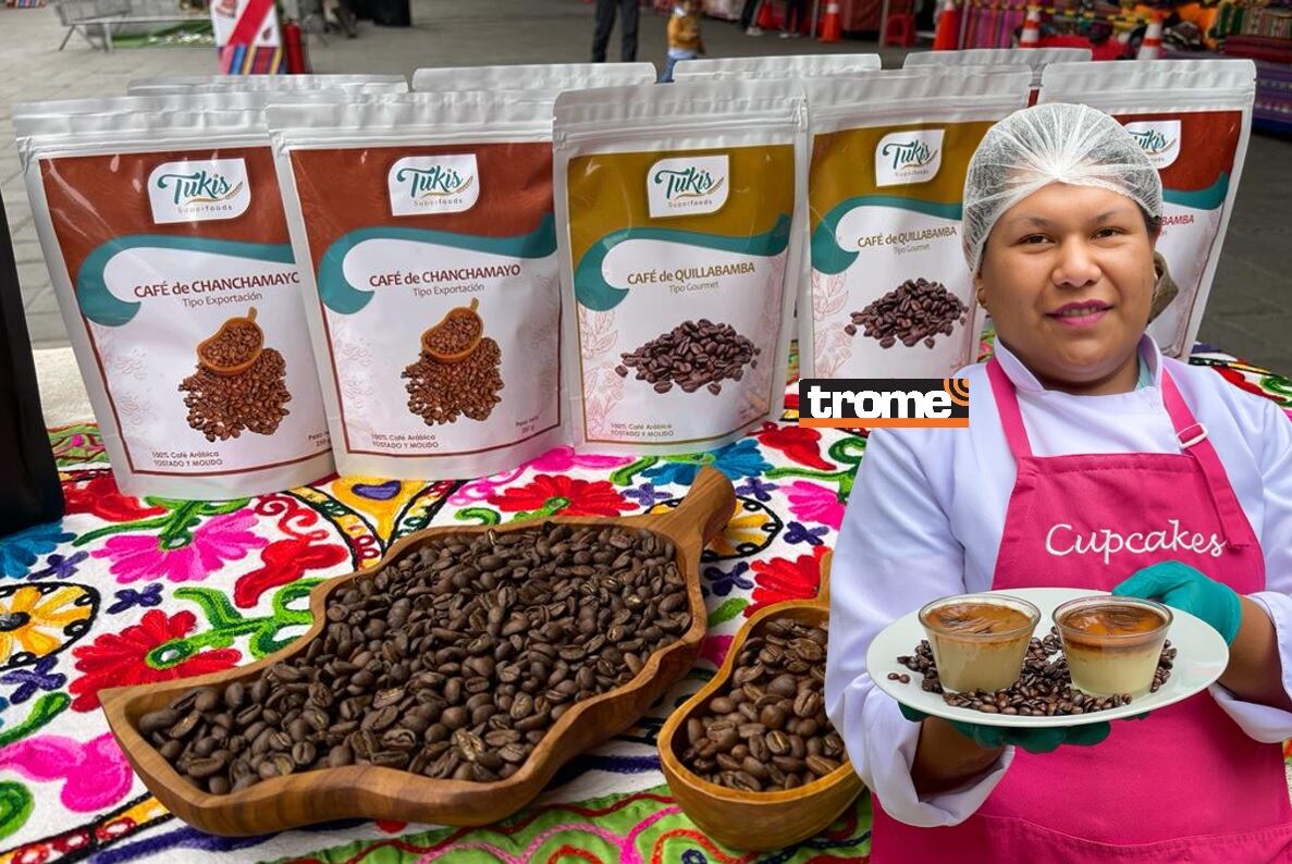 Calidad de producción nacional. Delicias peruanas con café peruano cautivan la atención y preferencias del público y son reconocidas en el mundo. (Isabel Medina /Foto Compos. Feria de la Fortuna /Trome).