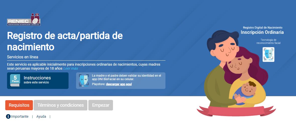 Conoce cómo registrar un acta/partida de nacimiento vía online. Foto: Reniec