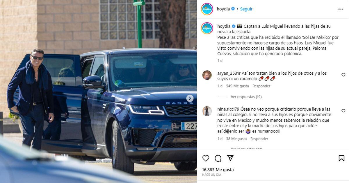 El momento en el que Luis Miguel baja de la camioneta manejada por su novia. Él lleva a las pequeñas a su colegio (Foto: Hoy Día)