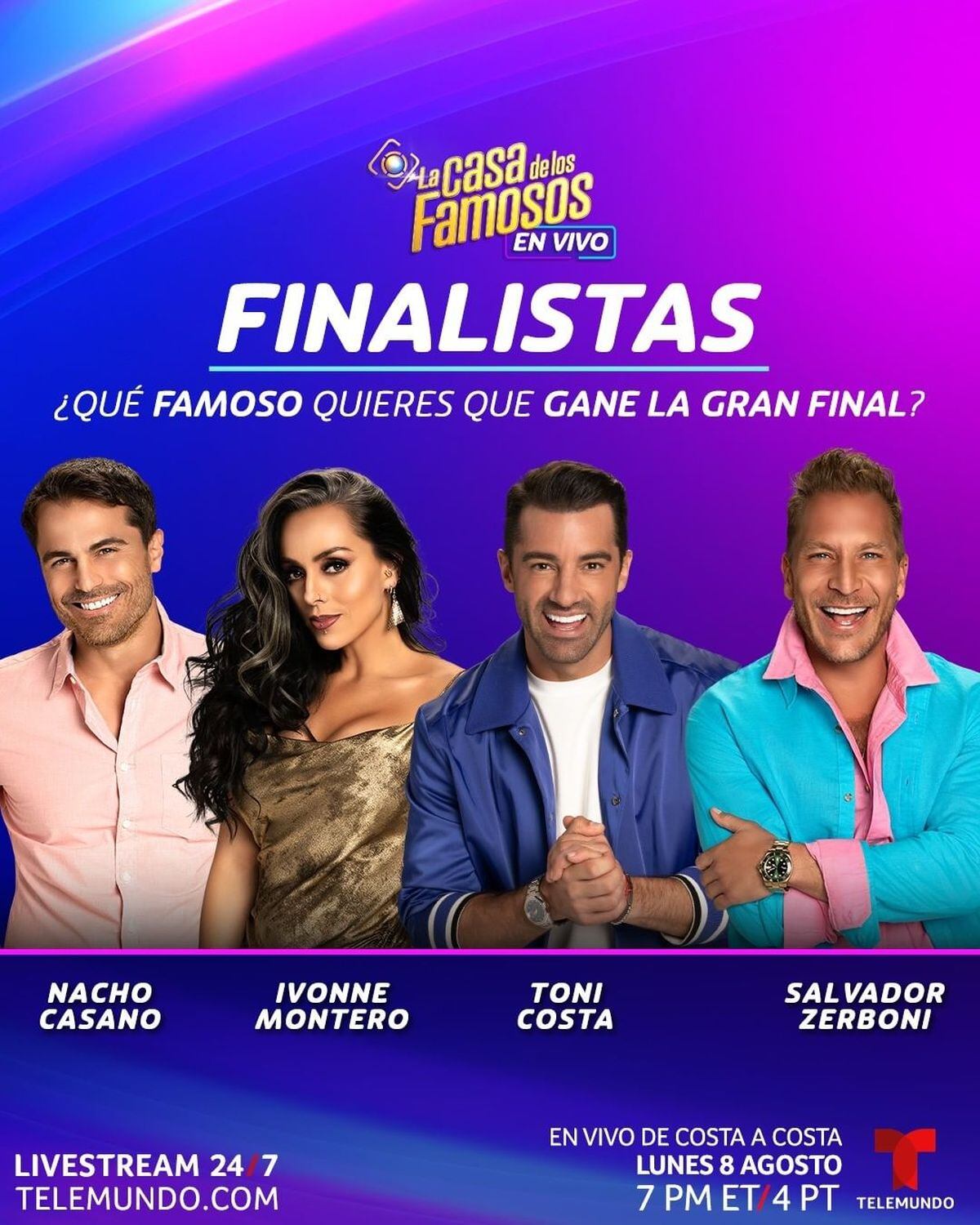 Estos son los cuatro finalistas de la segunda edición de "La casa de los famosos" (Foto: Telemundo realities / Instagram)