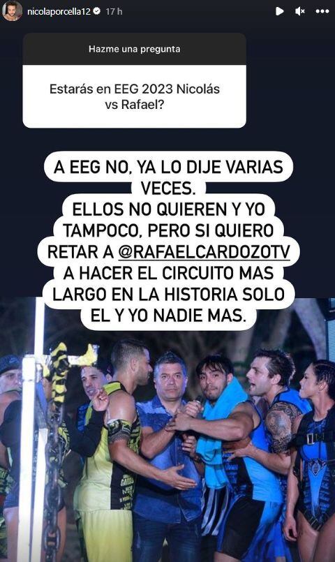 Nicola Porcella se rehúsa a volver a EEG en 2023