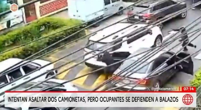Ocupantes de camionetas se defienden a balazos.