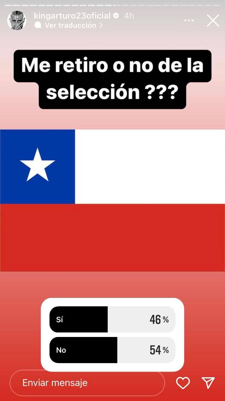 Arturo Vidal hace encuesta para conocer si debería retirarse de la selección de Chile.