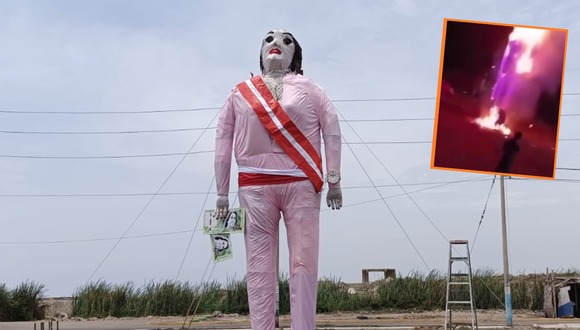 Trome | Queman muñeco gigante de Dina Boluarte por Año Nuevo