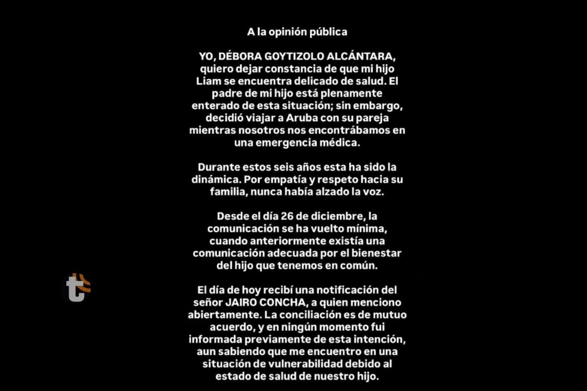 Débora Goytizolo denunció actitudes polémicas de Jairo Concha con su hijo (Imagen: @debgalc)