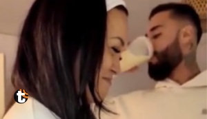 Angie Arizaga le juega terrible broma a Jota: Le hizo beber su leche materna y él casi vomita