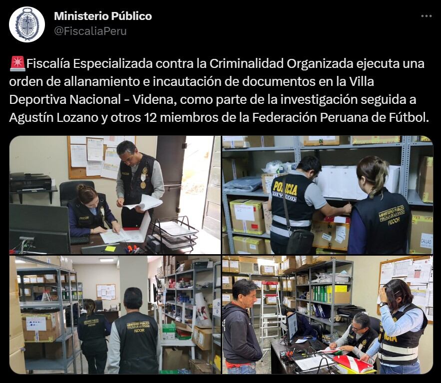 Fiscalía allanó la Videna por investigación a Agustín Lozano. (Foto: Twitter)