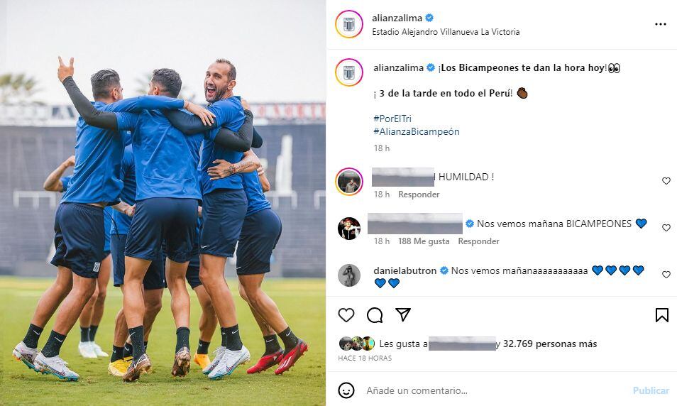 Alianza Lima publicó este post en sus redes sociales.