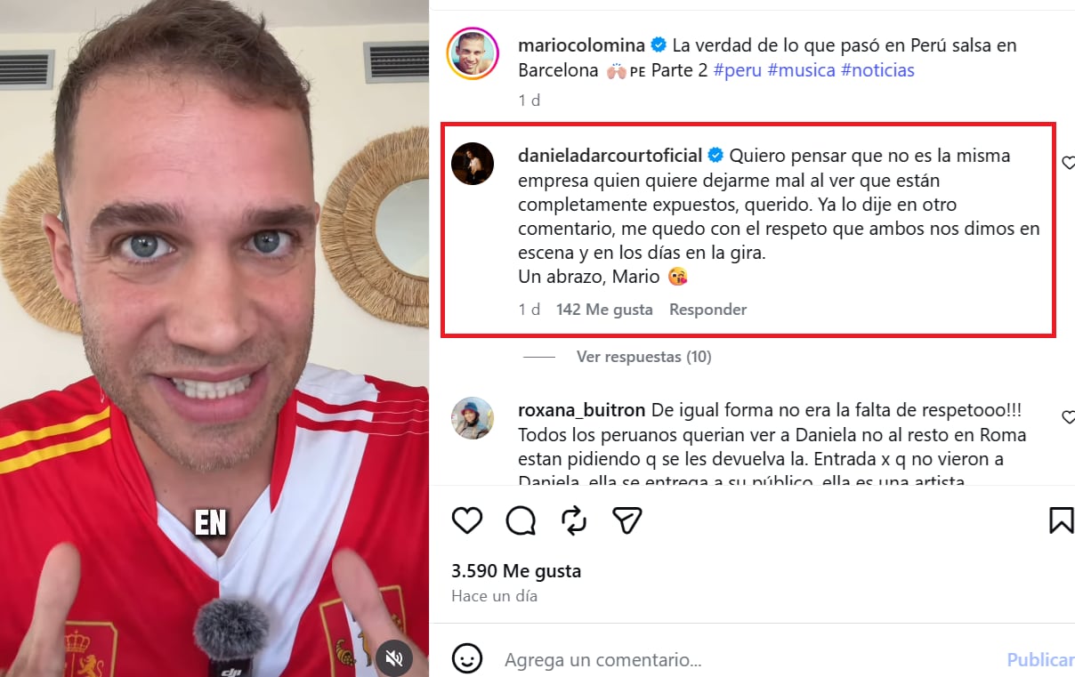 Daniela Darcourt contesta publicación del youtuber español quien contó por qué la salsera habría sido retirada del escenario en Barcelona.