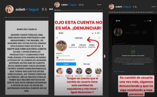 Milett Figueroa pidió a sus seguidores que denuncien las cuentas falsas. (Instagram)