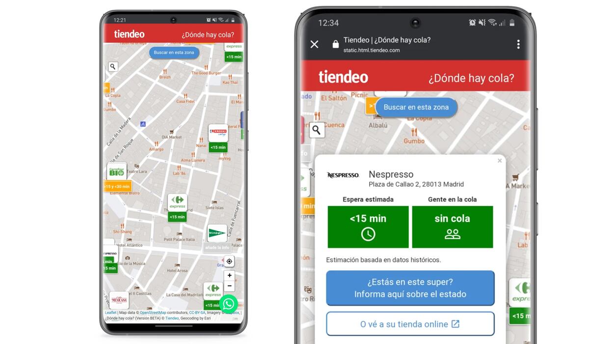 La aplicación te brinda el monto exacto de personas que hay en la cola de un supermercado. (Foto: Tiendateo)