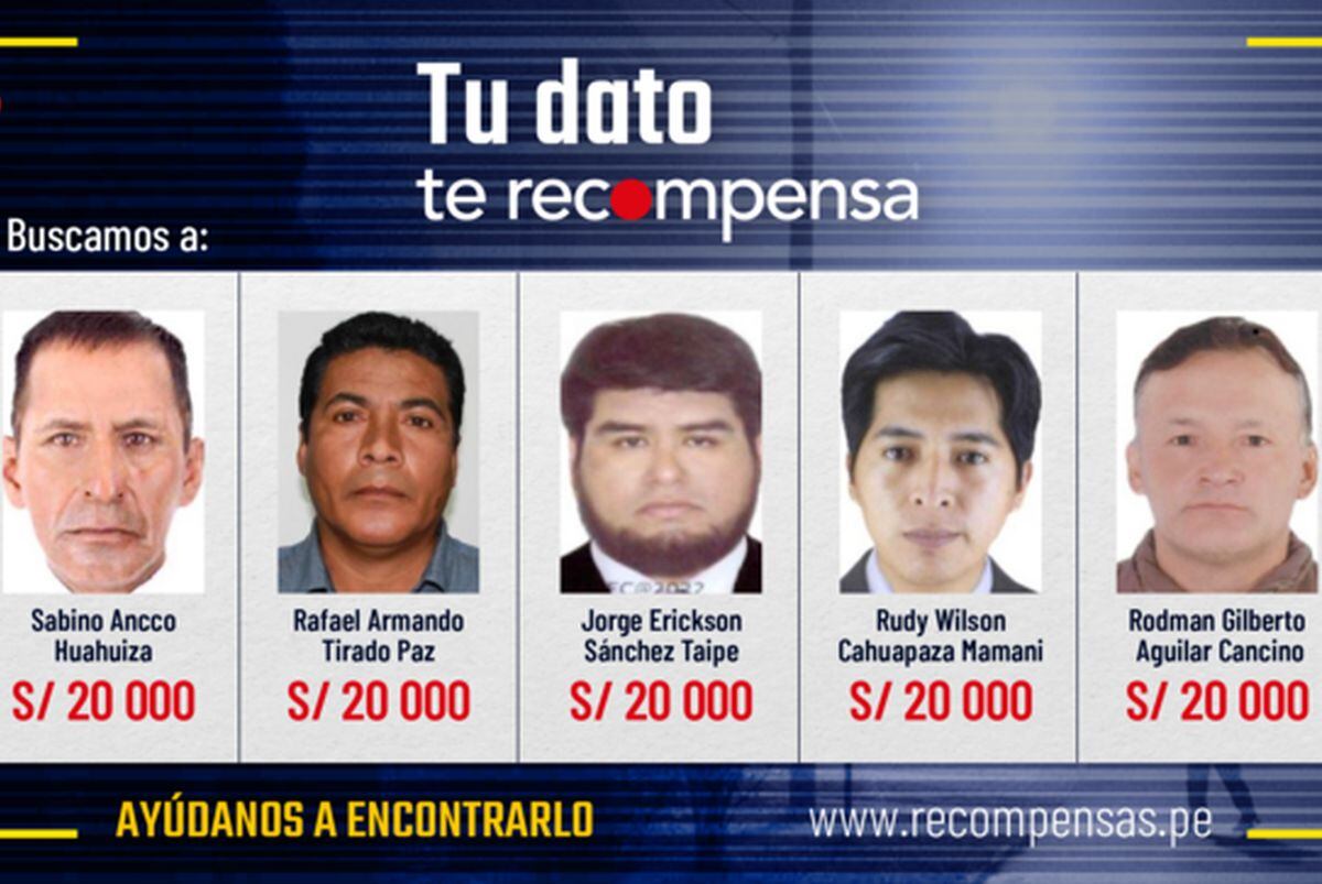 Cinco violadores sexuales fueron incluidos en el Programa de Recompensas. (Foto: Ministerio del Interior)