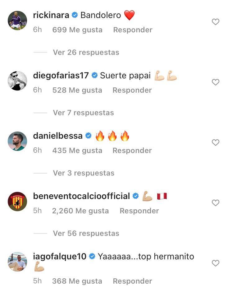 Compañeros de Lapadula en Instagram