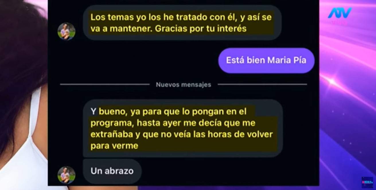Mensaje de María Pía Vallejos.