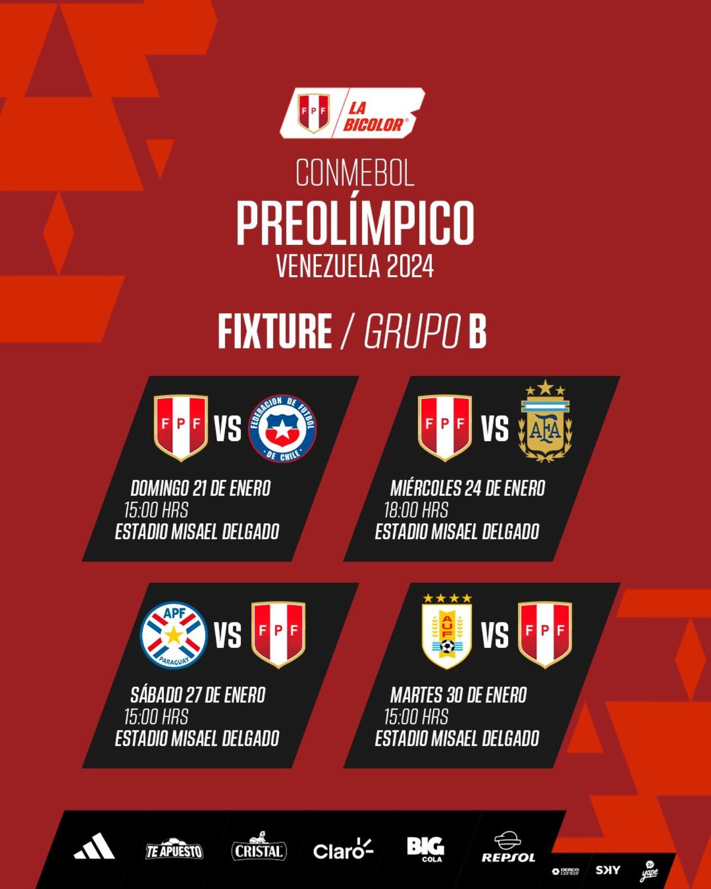 Fixture del Preolímpico Venezuela 2024