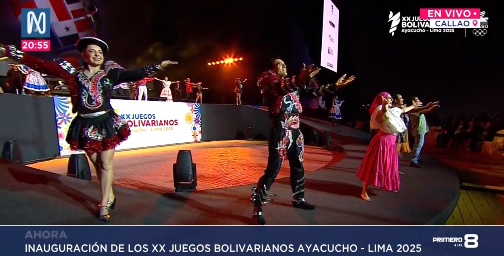 Presentación sobre tradiciones peruanas en la inauguración de los Juegos Bolivarianos 2025.