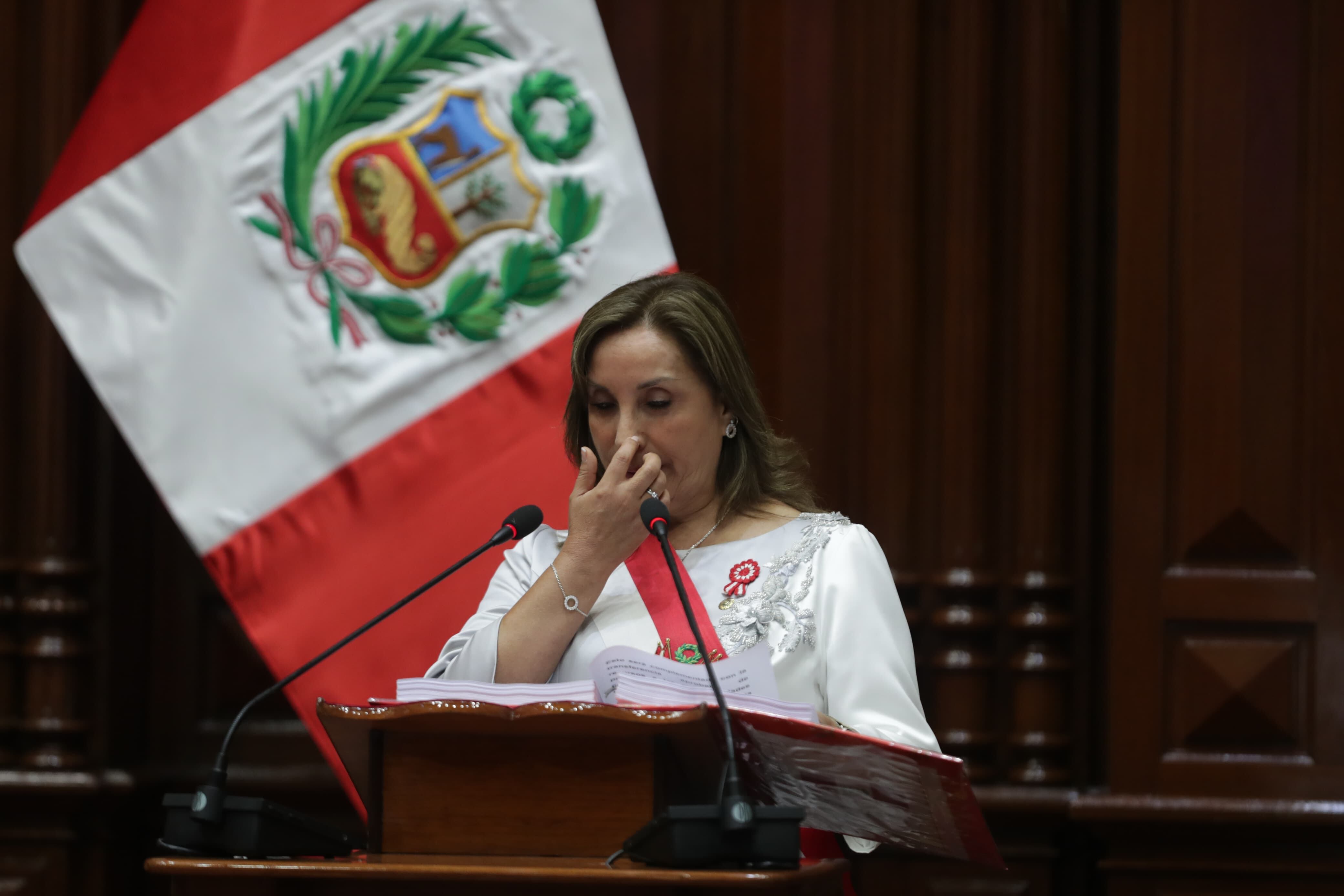 El mensaje de la presidenta Dina Boluarte ante el Congreso por Fiestas Patrias se prolongó por más de cuatro horas. (Foto: Alessandro Currarino / @photo.gec)
