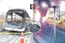El preciso instante en el que delincuentes incendian bus con chofer dentro en El Agustino: Fuertes imágenes
