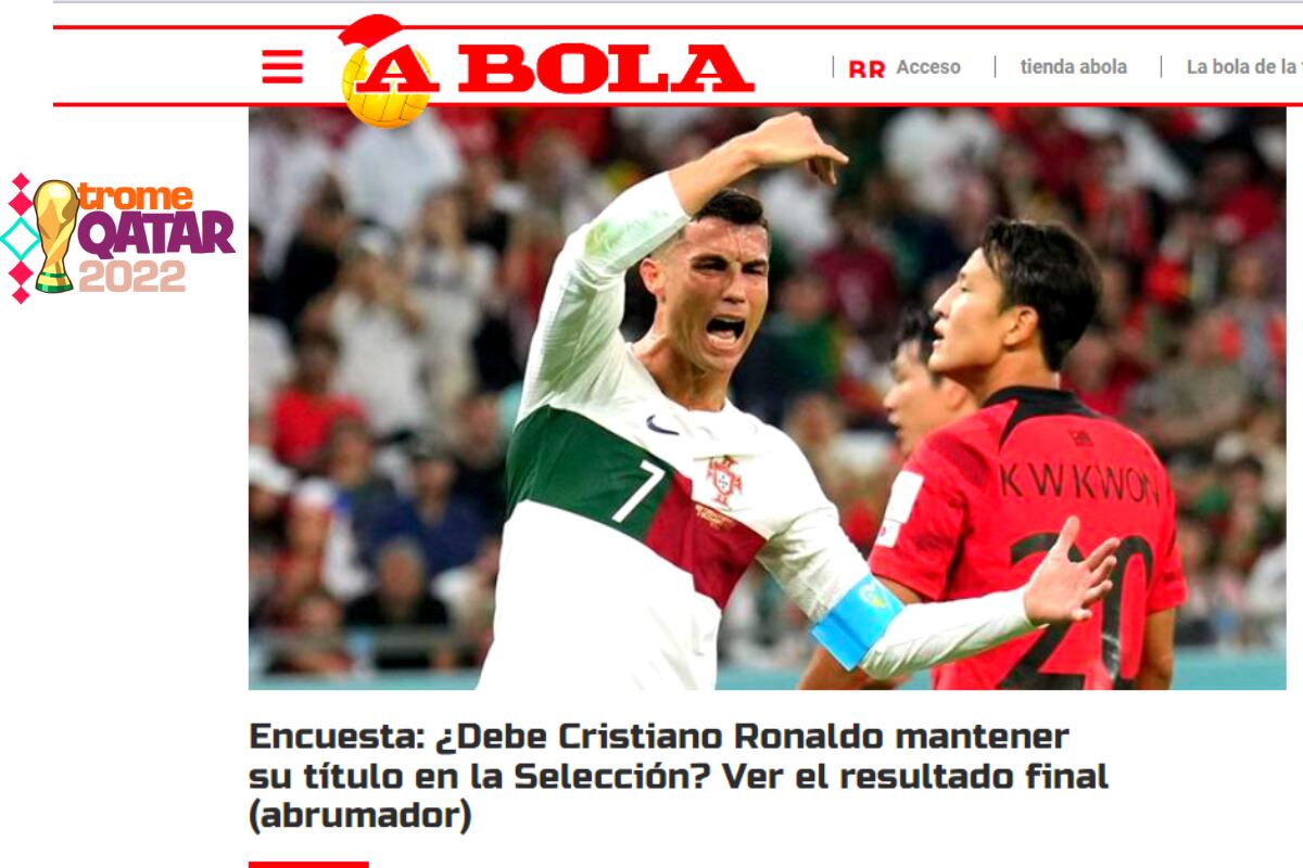 'A Bola' publicó encuesta negatia para CR7 en Qatar (@abola)