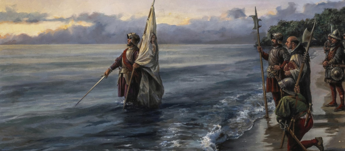 Núñez de Balboa toma posesión del mar del Sur.