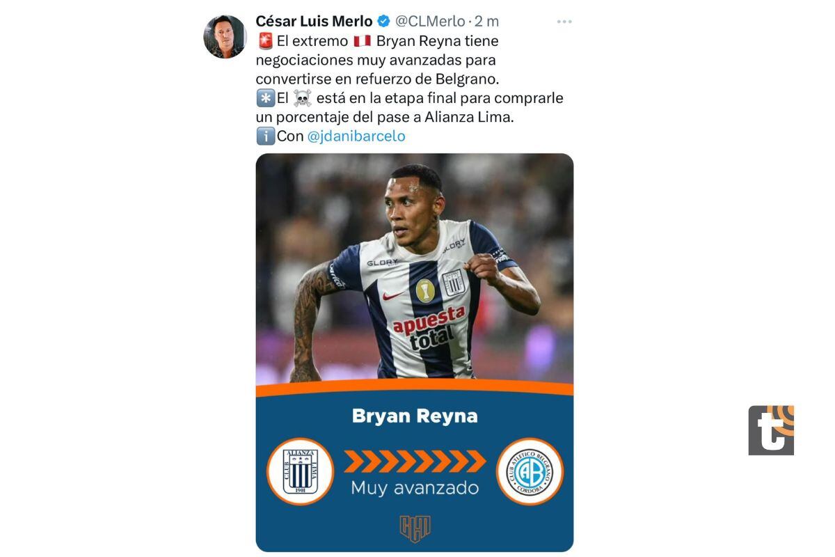 César Luis Merlo anuncia acuerdo entre ambos clubes (@cmerlo5)