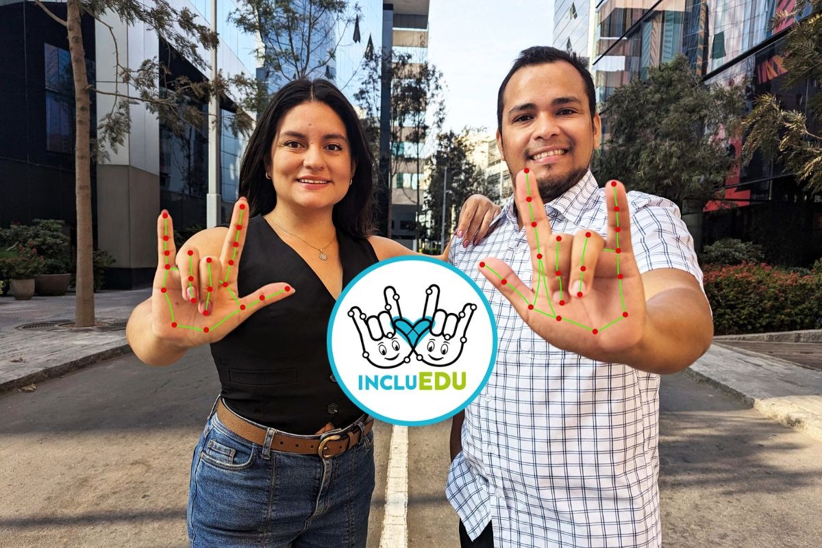 La plataforma, además de enseñar el lenguaje de señas, utiliza inteligencia artificial (IA). Fotos: IncluEdu.