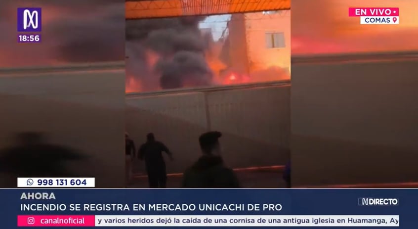 Incendio de grandes proporciones en el Mercado Unicachi de Comas generó alarma.