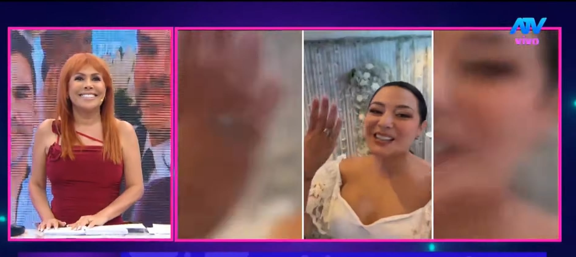 Natalia Salas se muestra feliz en su boda. (Fuente: ATV)