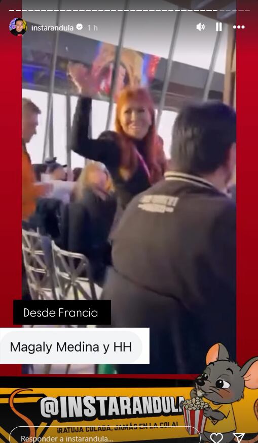 Magaly Medina llegando al show de Jorge Luna y Ricardo Mendoza en la Torre Eiffel.