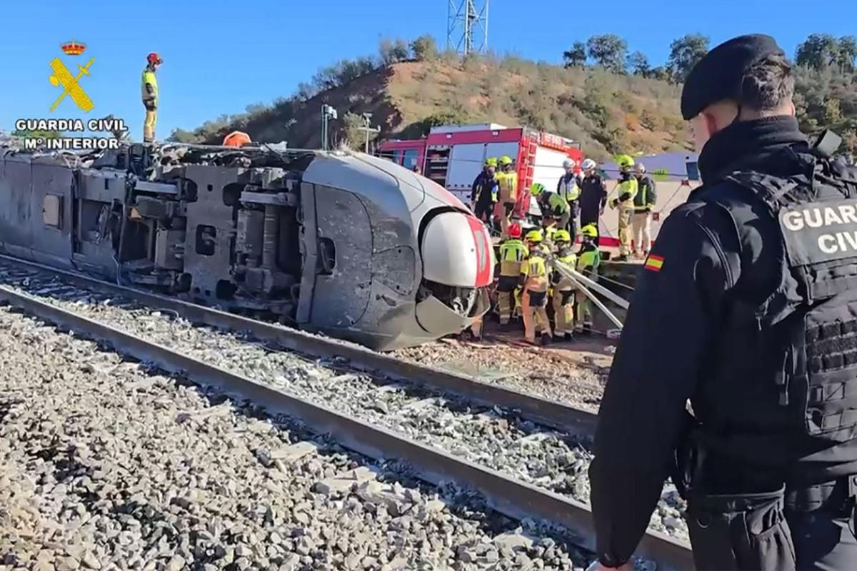Vista del lugar del accidente de trenes cerca de Adamuz (Córdoba) este lunes. Foto: EFE/ Guardia Civil