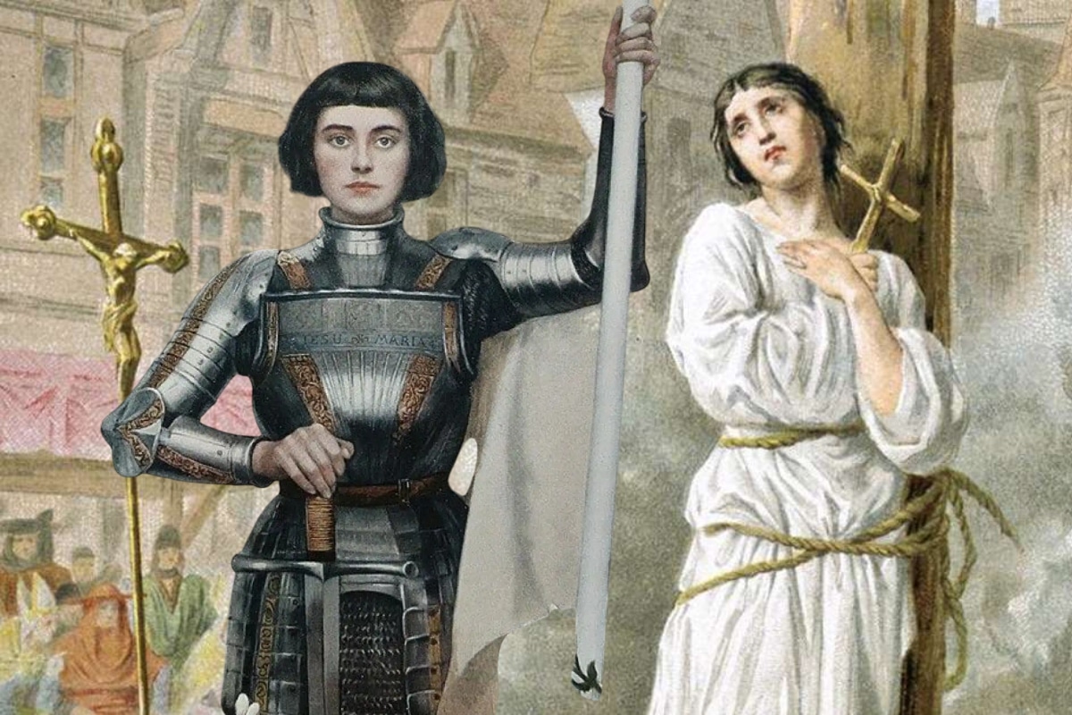 Juana de Arco, la joven campesina que lideró al ejército francés y fue condenada a morir en la hoguera por herejía en 1431. Foto: Composición Trome.